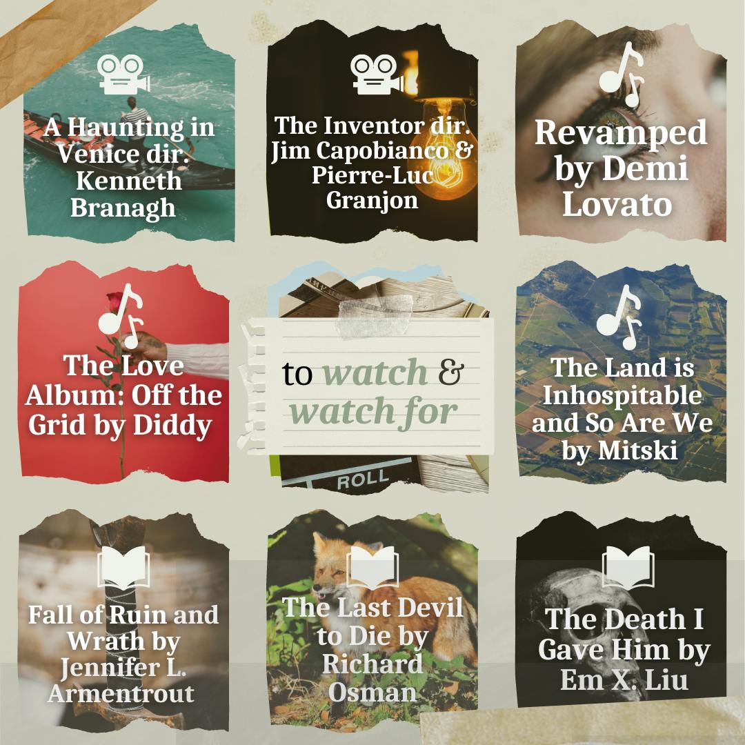 ARANTZA GARCIA AND ARUSA MALIK / DESIGN &amp; LAYOUT EDITORS&nbsp;&nbsp;
This week’s picks include an adaptation of Agatha Christie’s A Haunting in Venice, a remix album by Demi Lovato and The Death I Gave Him, a queer Shakespeare retelling of Hamlet.&nbsp;