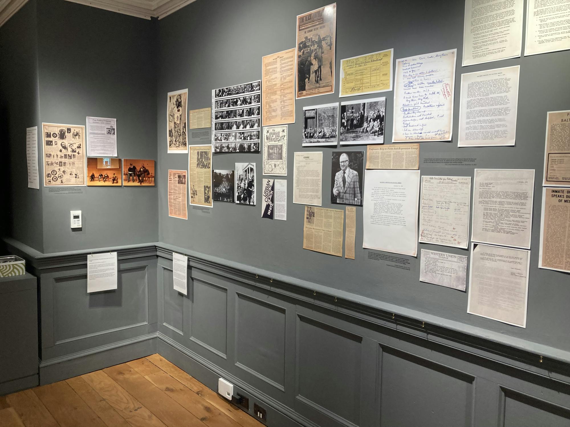 COURTESY OF VICTORIA HARMS
The exhibit features a variety of materials, including News-Letter print pieces.