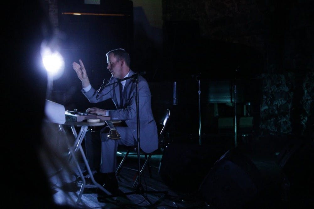  COURTESY OF BRANDON BLOCK
MC Schmidt (one half of duo Matmos) as “R” in a live performance Robert Ashley’s Perfect Lives.