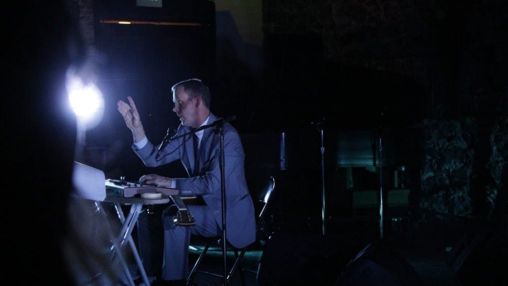  COURTESY OF BRANDON BLOCK
MC Schmidt (one half of duo Matmos) as “R” in a live performance Robert Ashley’s Perfect Lives.