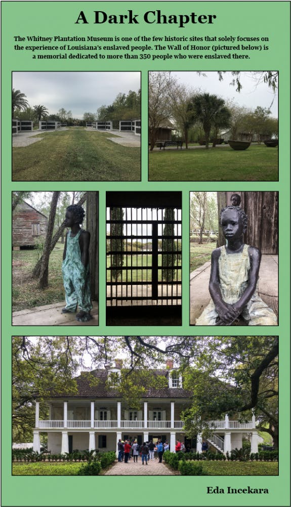 The Whitney Plantation Museum is one of the few historic sites that solely focuses on the experience of Louisiana’s enslaved people. The Wall of Honor (pictured below) is a memorial dedicated to more than 350 people who were enslaved there.