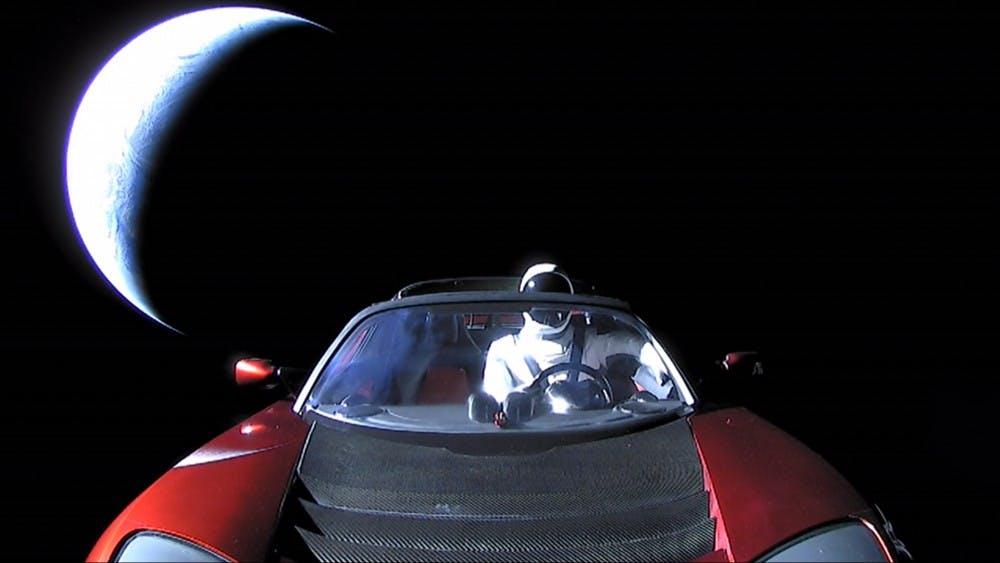 PUBLIC DOMAIN
The Tesla Roadster was launched with a mannequin astronaut at the Kennedy Space Center this past month.