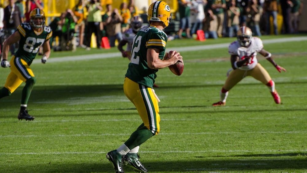 MIKE MORBECK / CC BY-SA
Quarterback Aaron Rodgers has continued to perform at a high level.