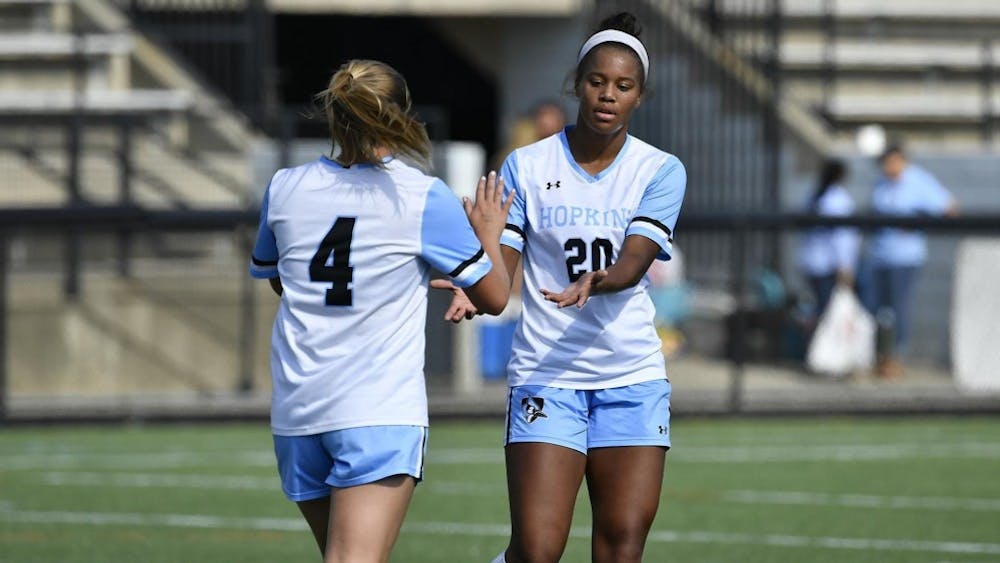 HOPKINSSPORTS.COM
Emily Maheras and Rachel Jackson scored all three goals in the 3-2 victory.