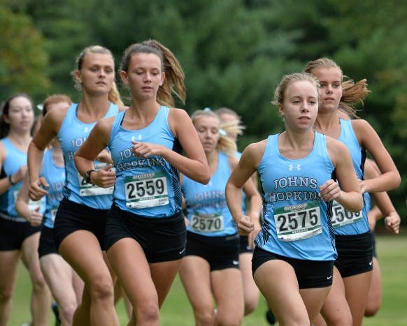 HOPKINSSPORTS.COM
The women’s cross country team defeated five D-I teams at last Friday’s meet.