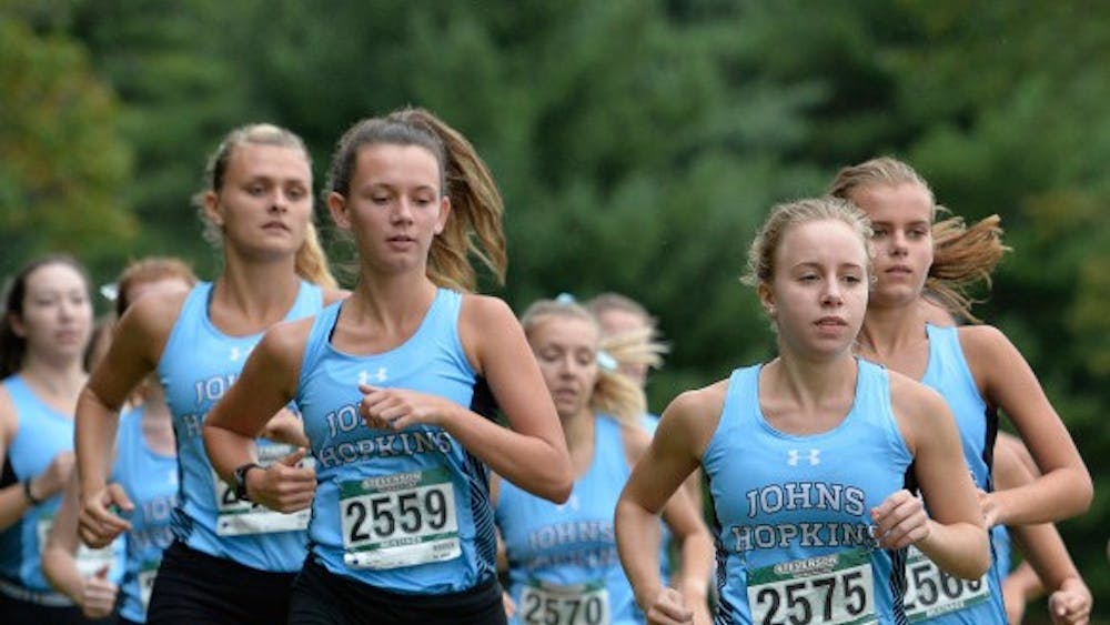 HOPKINSSPORTS.COM
The women’s cross country team defeated five D-I teams at last Friday’s meet.