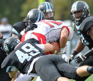  HOPKINSSPORTS.COM
Strong defense and great tackling led to Hopkins’ 41-5 blowout Saturday.