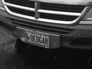  COURTESY OF RENEE SCAVONE
The Poemobile’s license plate