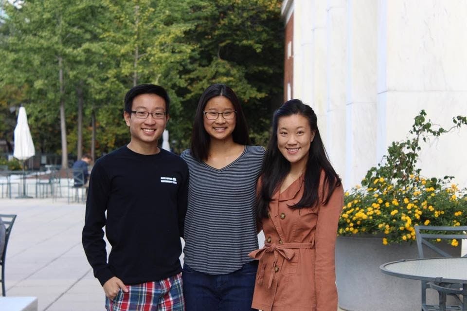COURTESY OF NICOLE CHENG
Humans at JHU founders, Sabrina Chen, Zi-Yi Choo and Calvin Qian, showcase campus diversity.   