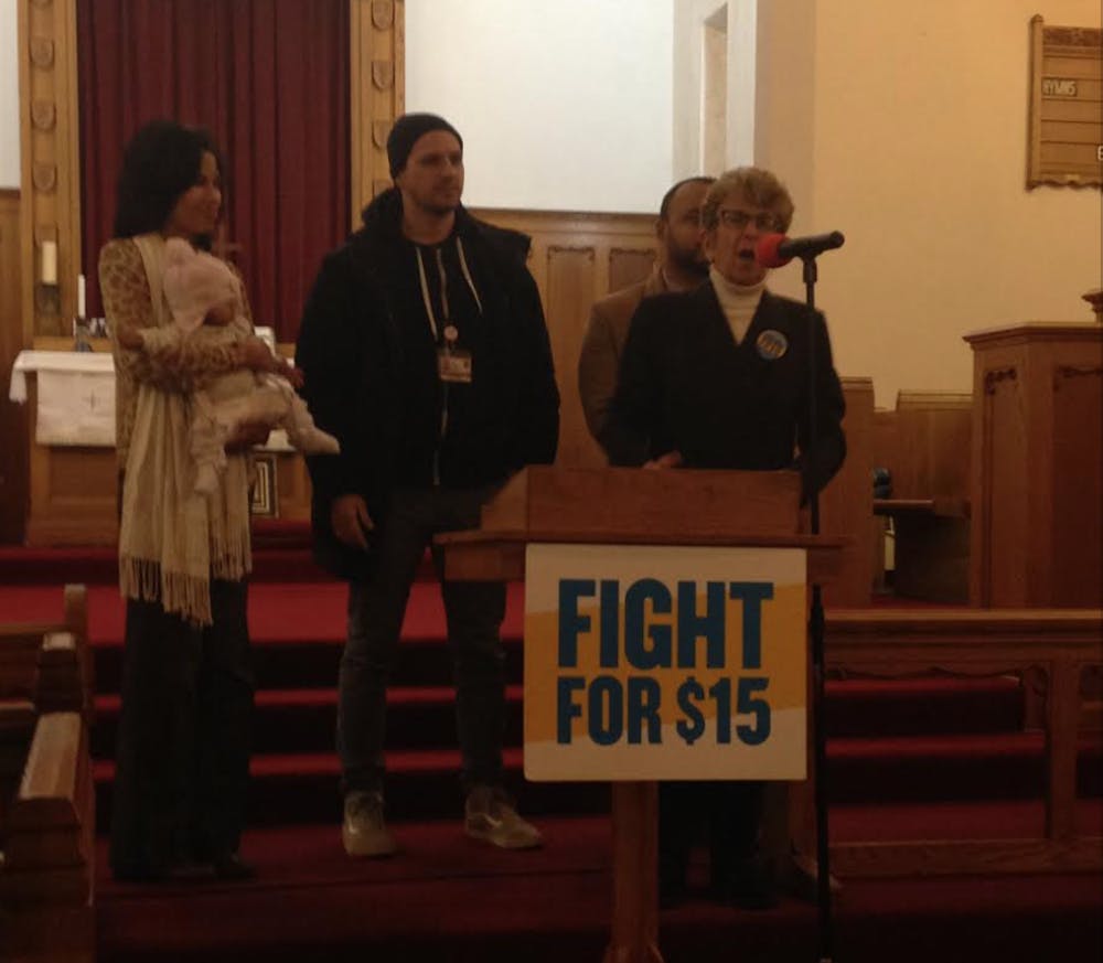 COURTESY OF CATHERINE PALMER
Baltimore City Councilwoman Clarke spoke in support of Fight for $15.