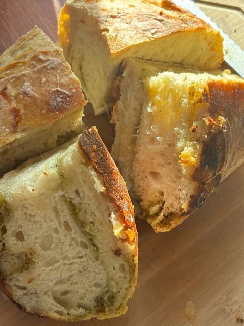 COURTESY OF JULIA VARGAS
Pesto mozzarella sourdough from Sidechat Sourdough, a student-run business started through Sidechat.