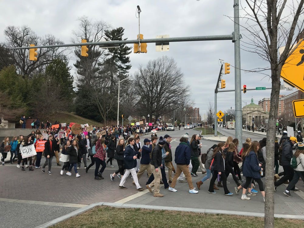 Students from various high schools in Baltimore called for gun control.