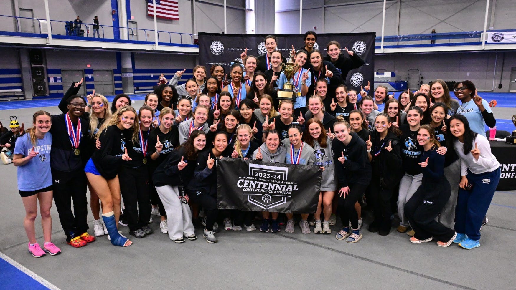 COURTESY OF HOPKINSSPORTS.COM
Women’s track and field won their 13th consecutive Centennial Conference title by tallying 310 points, which is the 2nd highest score in championship history (343 by ‘22 Hopkins T&amp;F).