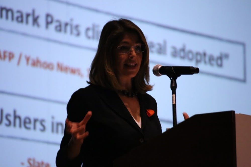  LEON SANTHAKUMAR/PHOTOGRAPHY EDITOR
Climate activist and writer Naomi Klein praised local Baltimore activists at FAS.