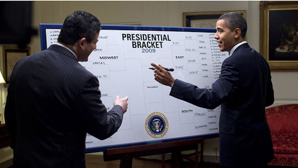 PETE SOUZA/EXEC. OFFICE OF THE PRESIDENT
Even President Obama’s bracket was busted in the round of 64.