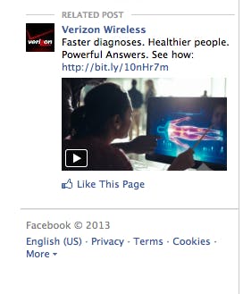 COURTESY OF WWW.FACEBOOK.COM
Facebook personalizes its ads.

