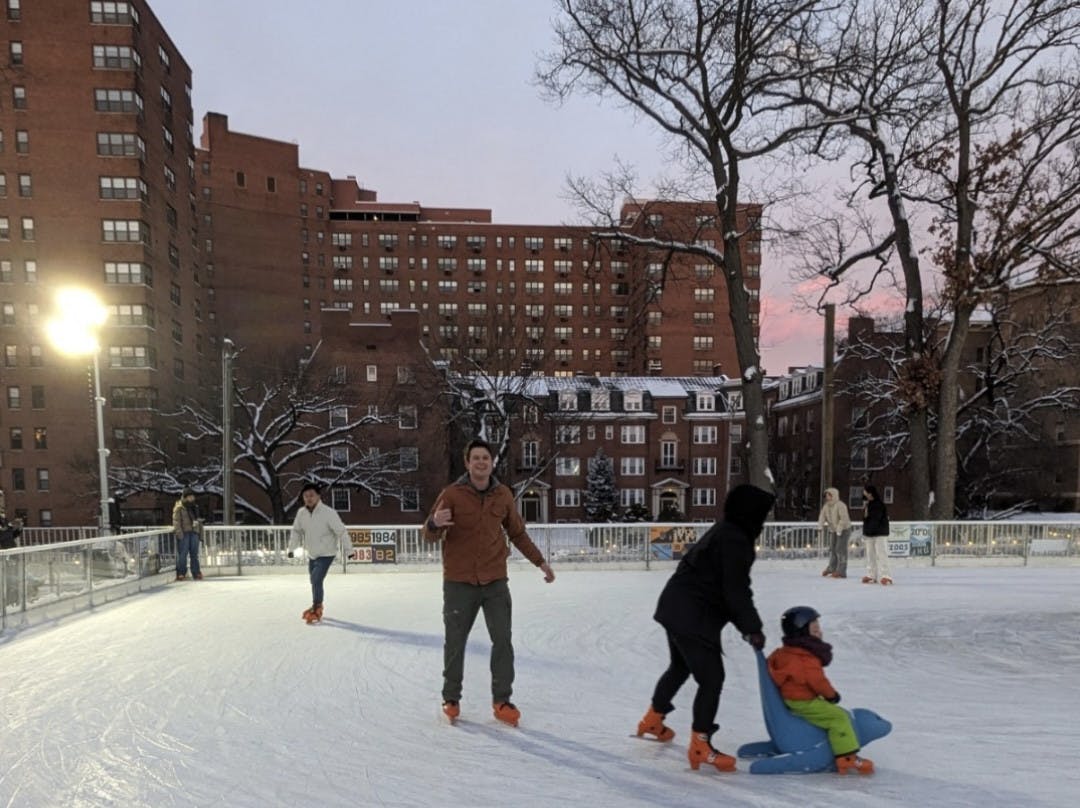 COURTESY OF JOSEPH RAINBOLT
The Hopkins ice rink is constructed each winter and is a great way to unwind!