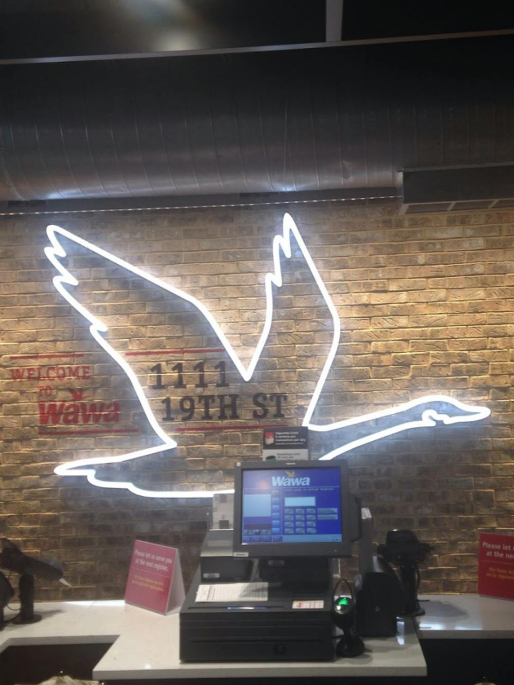 COURTESY OF CATHERINE PALMER
The goose wings of the Wawa logo welcome customers.