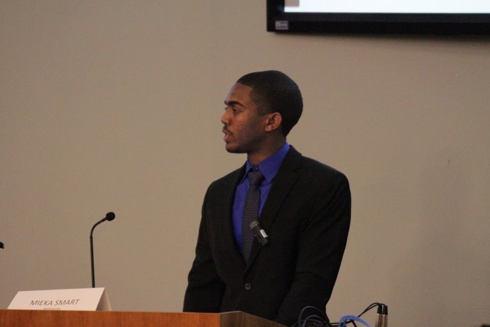 LEON SANTHAKUMAR/PHOTOGRAPHY EDITOR
BSU President Matthew Brown presented the BSU’s demands.