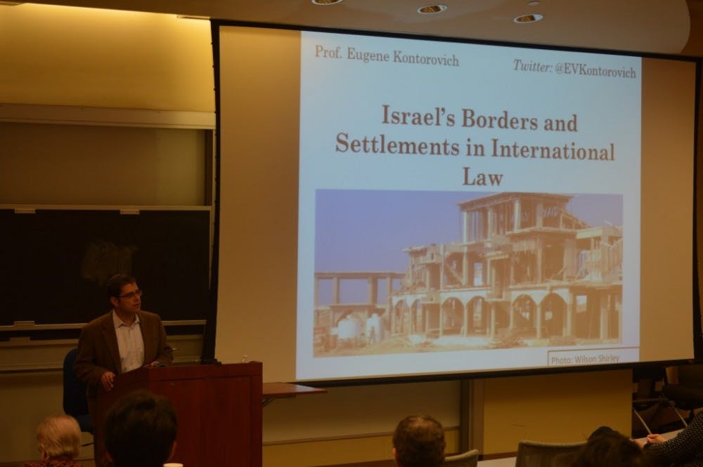  ELLIE HALLENBORG/PHOTOGRAPHY STAFF
Law professor Eugene Kontorovich used comparative historical jurisprudence to justify Israel’s borders.