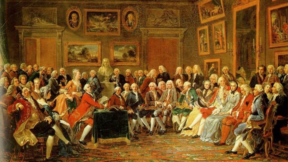 Anicet-Charles-Gabriel Lemonnier/Public domain
Salon de Madame Geoffrin (1812) depicts participation in an Enlightenment-era salon.