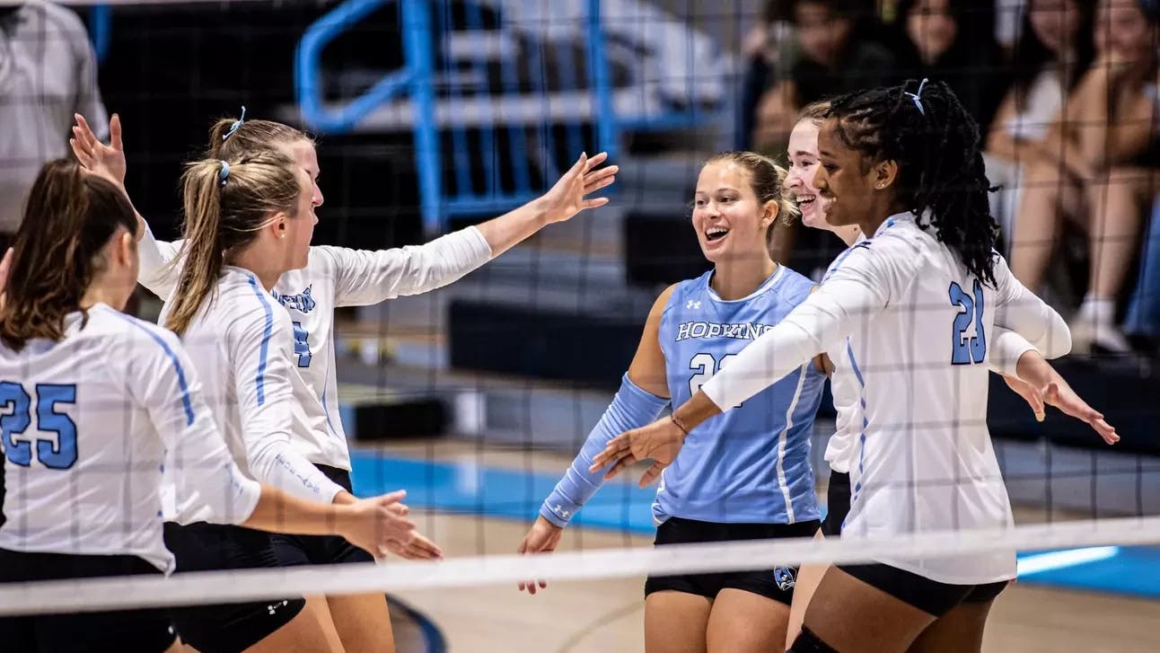 COURTESY OF HOPKINSSPORTS.COM
The women’s volleyball team ended the week with six undefeated sets, extending their consecutive match win streak against each opponent.&nbsp;
