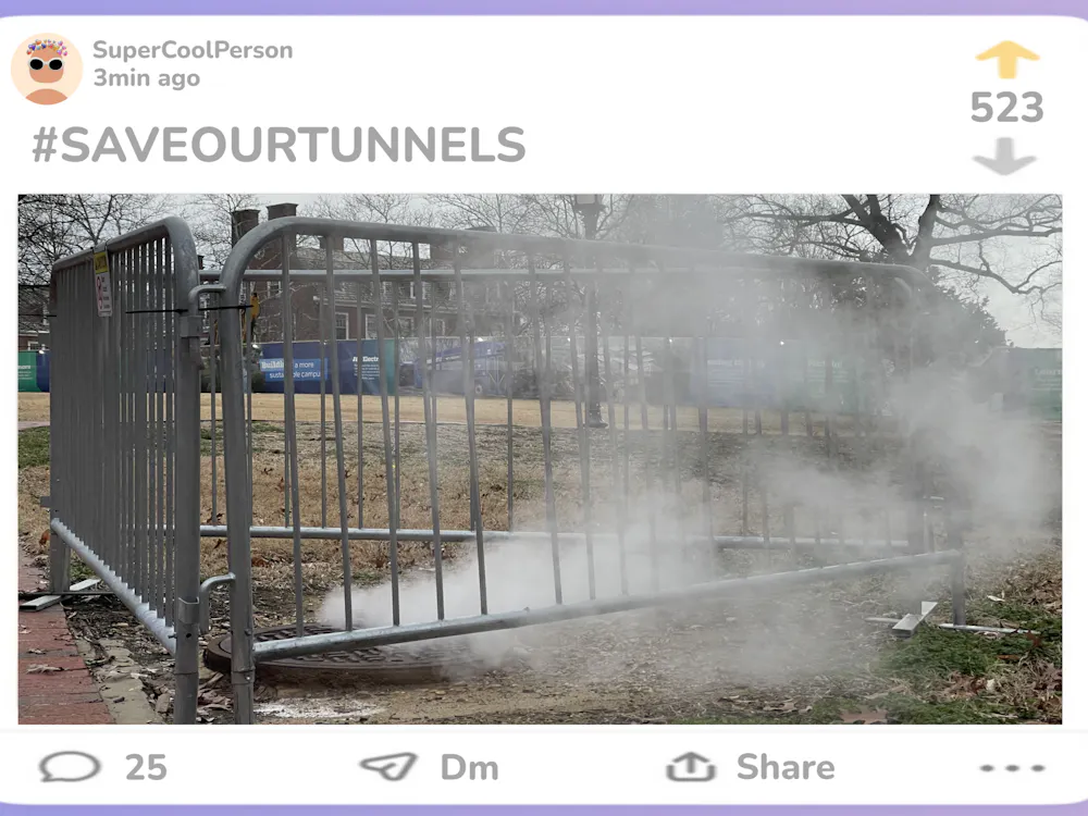 COURTESY OF SUPERCOOLPERSON
A JHPD cordon around a possible entrance to the Steam Tunnels; construction equiment and fences are already erected in the background.