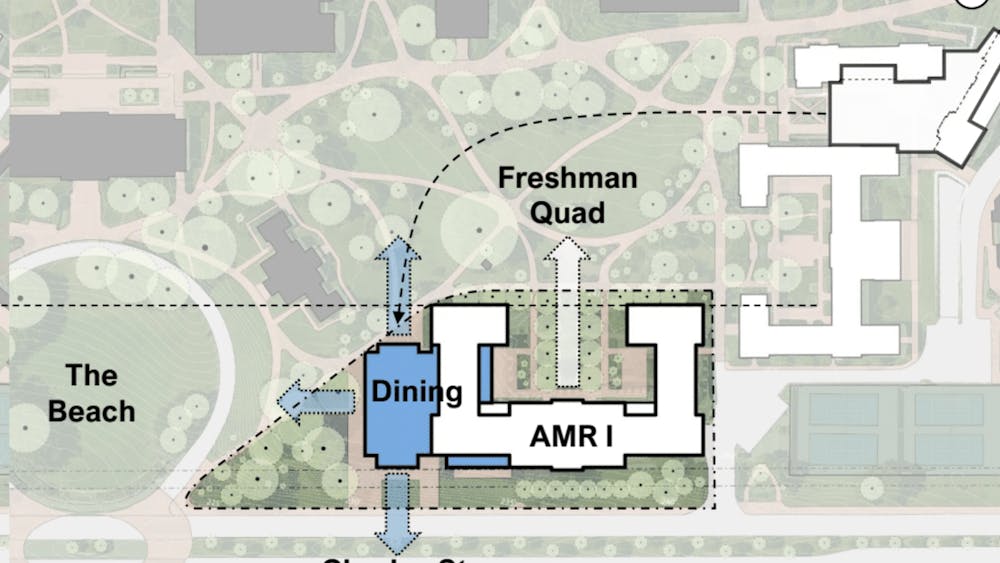 JOHNS HOPKINS UNIVERSITY
The schematic plan presented by the University included the expansion of the AMR I facilities into the freshman quad. 