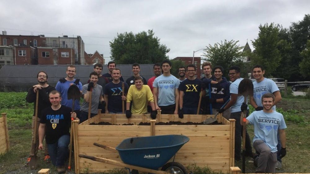 COURTESY OF SIGMA CHI
Student groups, like fraternity Sigma Chi, volunteered in Baltimore.