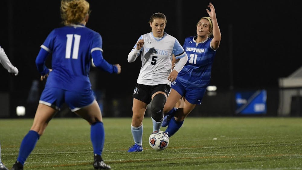 HOPKINSSPORTS.COM
Coulson notched her fourth goal of the season early in the must-win game.