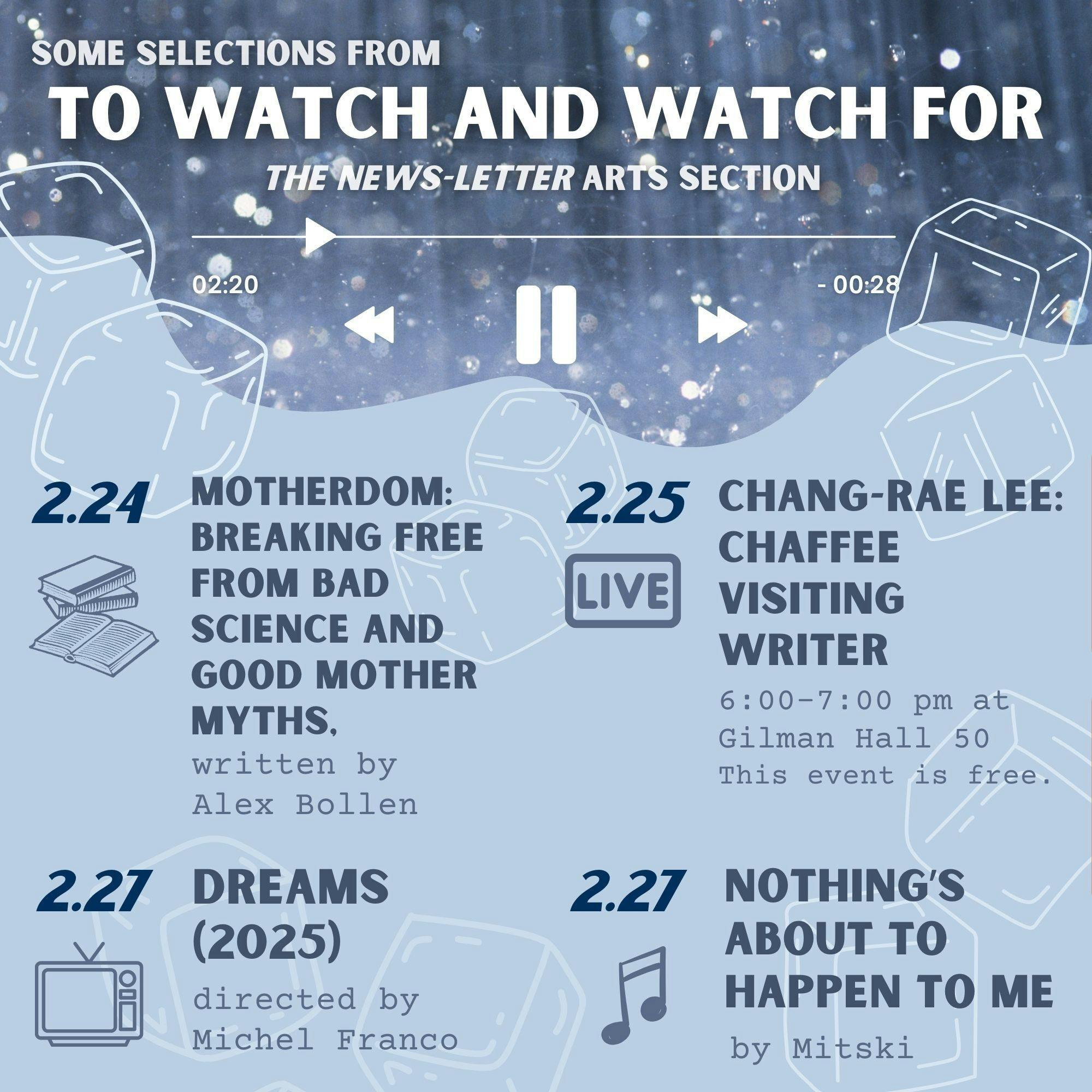 &nbsp;SYDNOR DUFFY / DESIGN &amp; LAYOUT EDITOR
Get through the end of February with these picks from the Arts and Entertainment team!