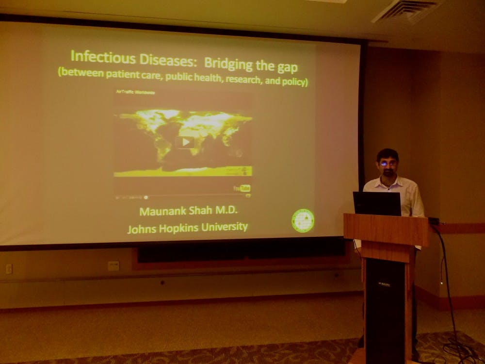 COURTESY OF SAMHITA ILANGO
During his presentation, Shah discusses the influences in his life that drove him to pursue public health.