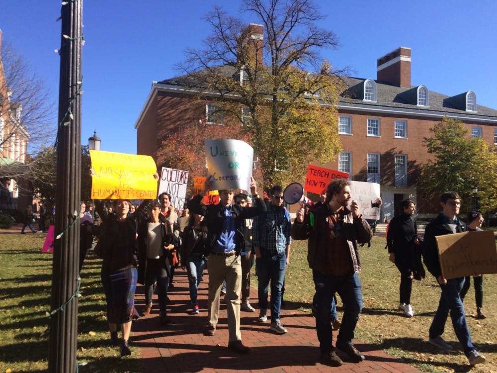 COURTESY OF KATHERINE LOGAN
Protesters marched around campus before the occupation.