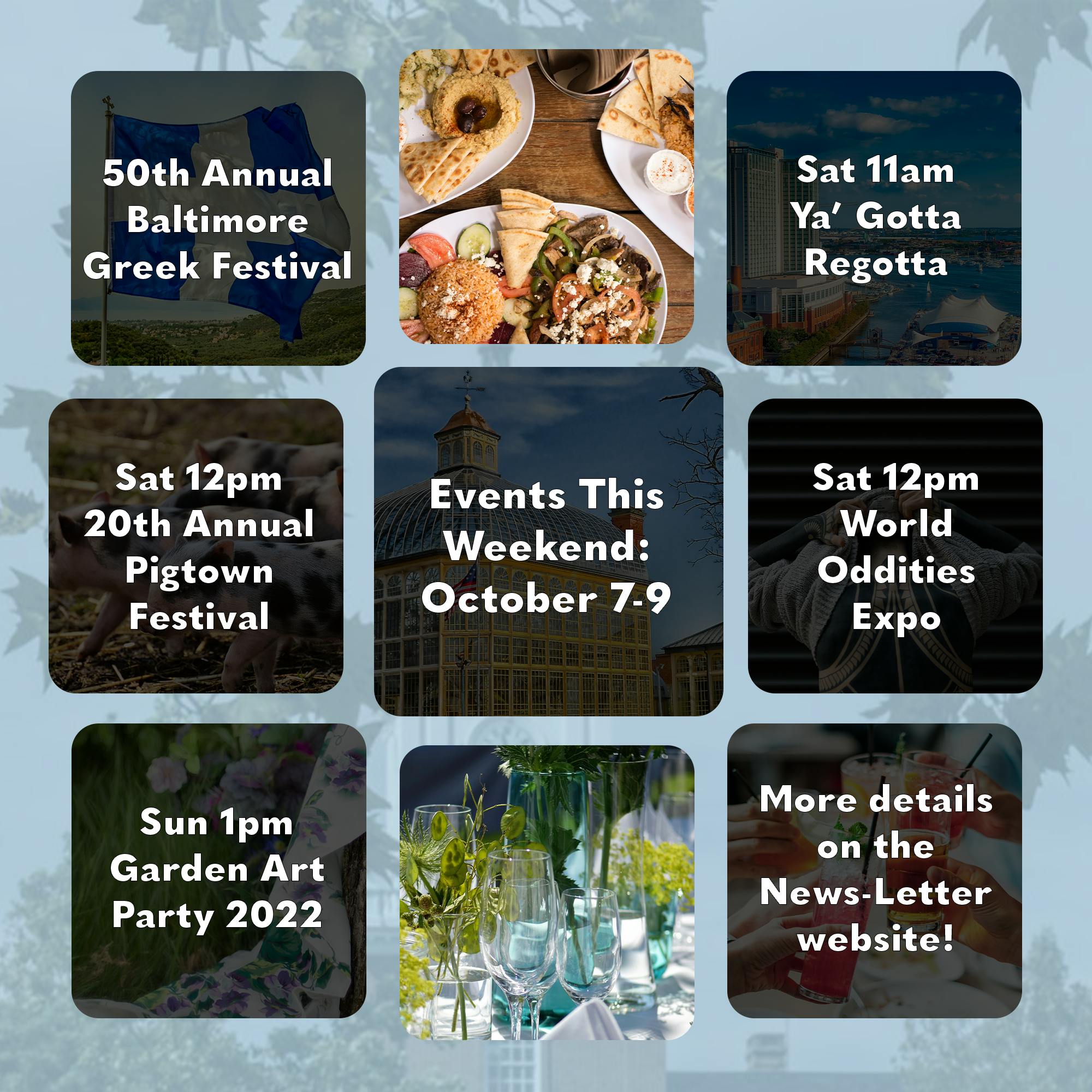 JOHN D'CRUZ / GRAPHICS EDITOR
Our Leisure Editor is back for your weekly dose of awesome Baltimore events! Check out the upcoming festivities.