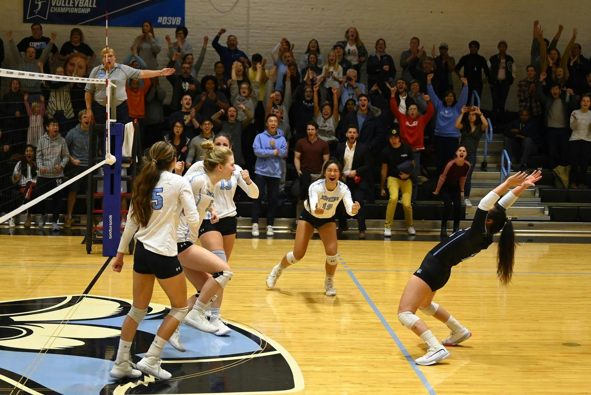 HOPKINSSPORTS.COM
Volleyball won their first three NCAA tournament games this weekend without losing a set.