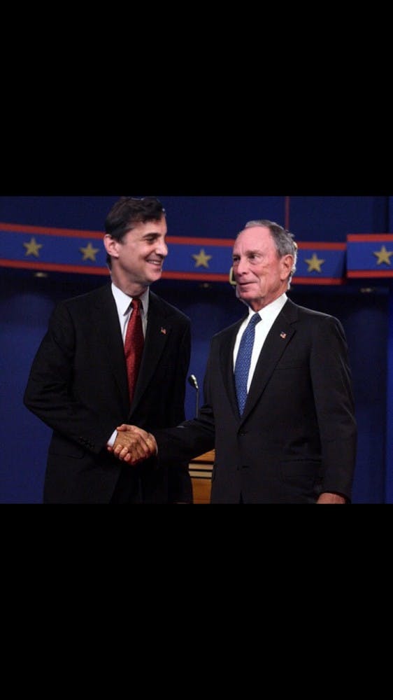 COURTESY OF MIKE BLOOMBERG 

Ronald J. Daniels debates with his benefactor, Michael Bloomberg.