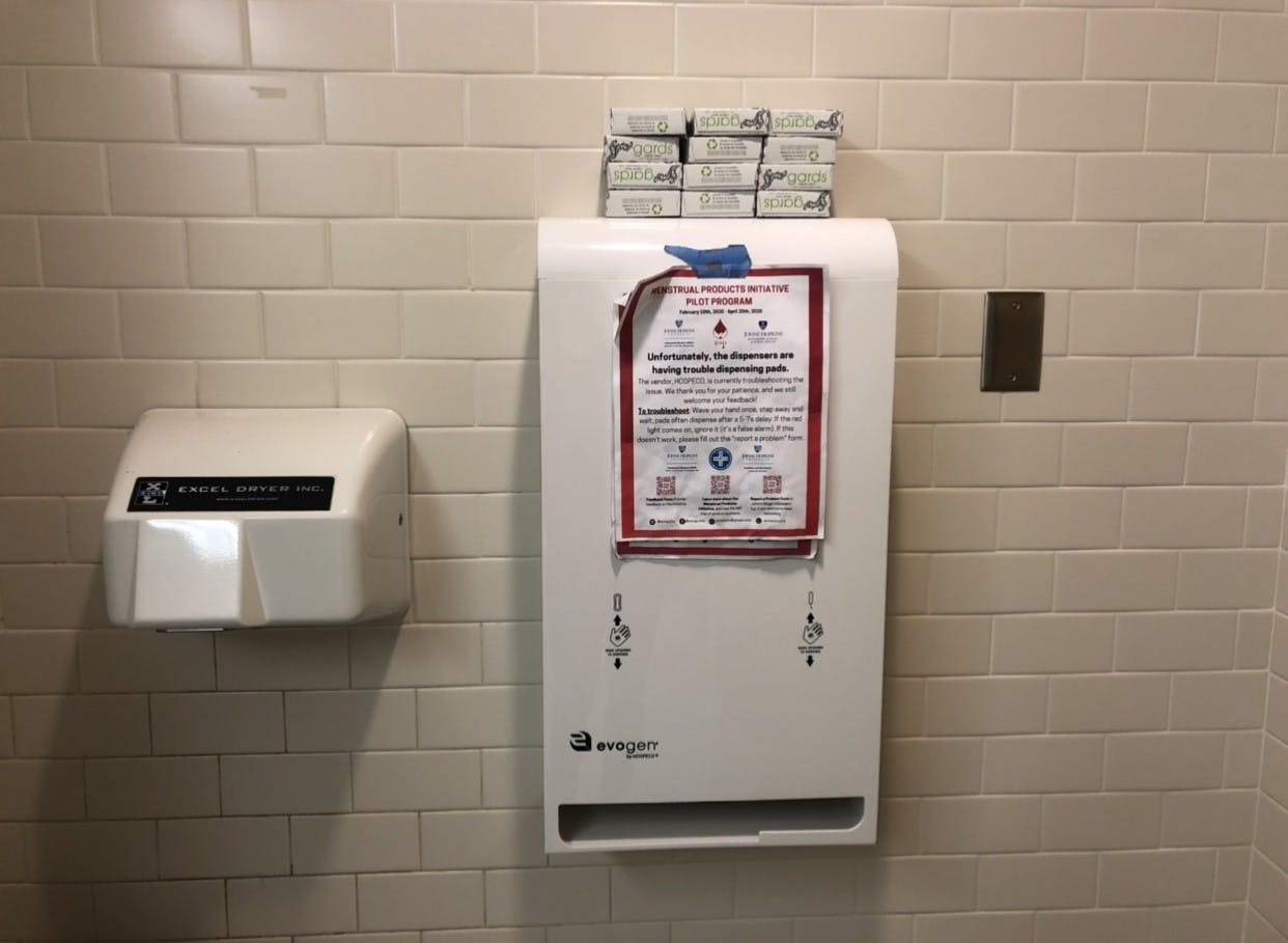 COURTESY OF LEELA GEBO

Wings is distributing free tampons and pans to 10 restrooms on campus.