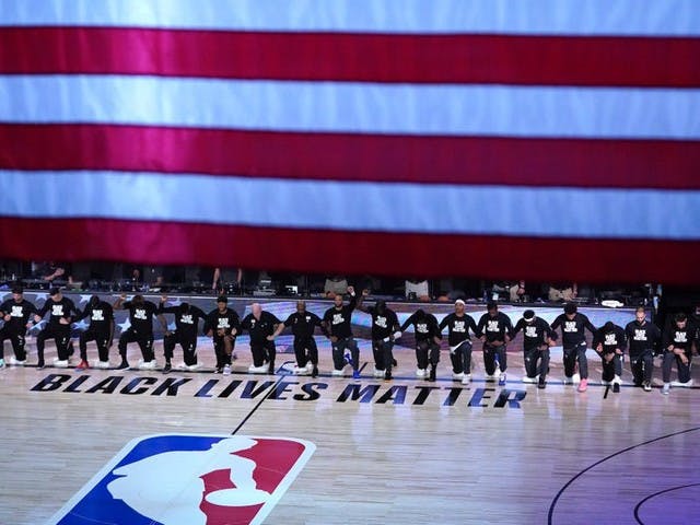 COURTESY OF ASHLEY LANDIS VIA USA TODAY SPORTS
NBA players have remained active in their advocacy for racial justice and social equality throughout their bubble restart.