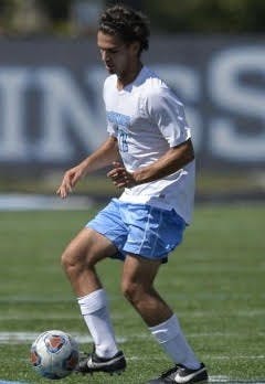  HOPKINSSPORTS.COM
 Junior Samy Ramadane handles the ball in Saturday’s loss to F&amp;M.