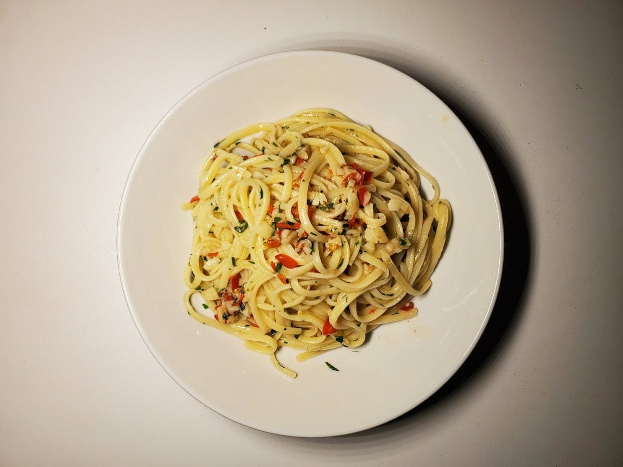 COURTESY OF JESSE WU
Pasta aglio e olio is just one of the many dishes that Wu has made while social distancing.