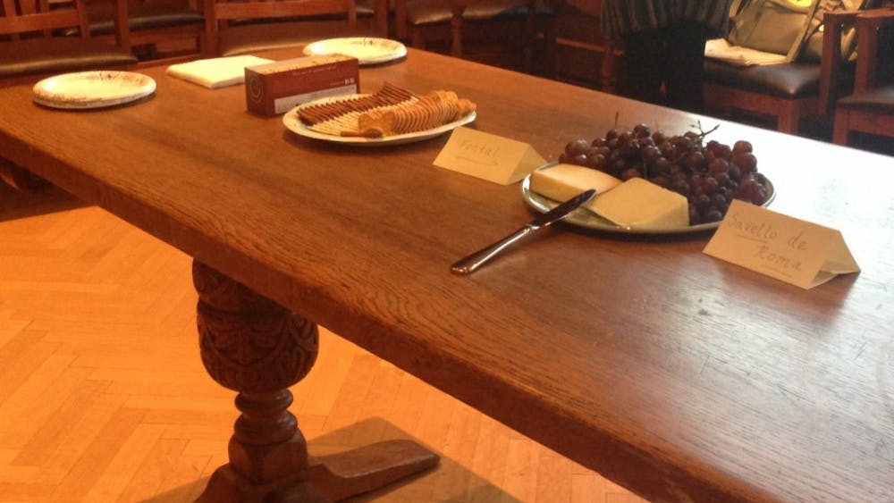 COURTESY OF SARAH SCHREIB
The English Club’s Ides of March event featured a variety of Roman-themed foods like cheese and grapes.