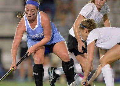 HOPKINSSPORTS.COM
Junior Bridget Hampton looks scored Saturday night vs. Gettysburg.