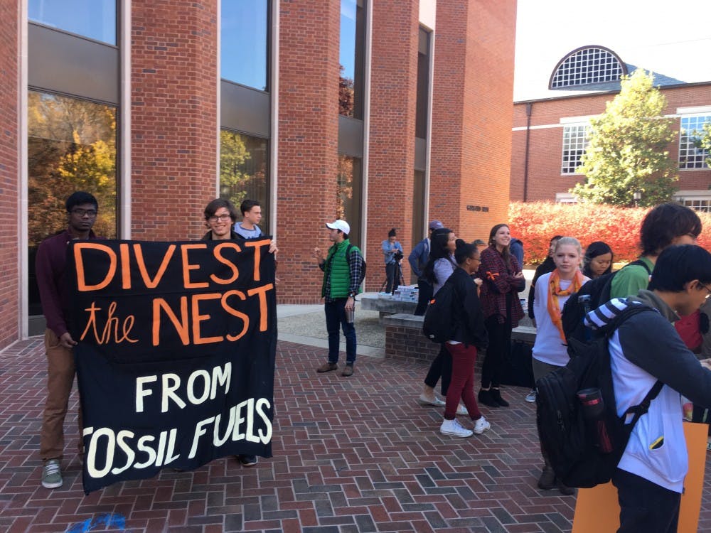 COURTESY OF ASHLEY KIM
Around 60 students attended the protest and sit-in  to urge the University to divest from fossil fuels.