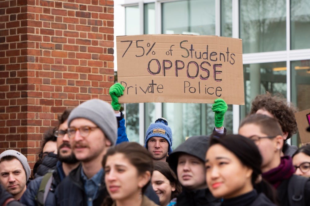 COURTESY OF ALEX KLEIN
Students, faculty and staff protested SB 793 in front of the MSE library.