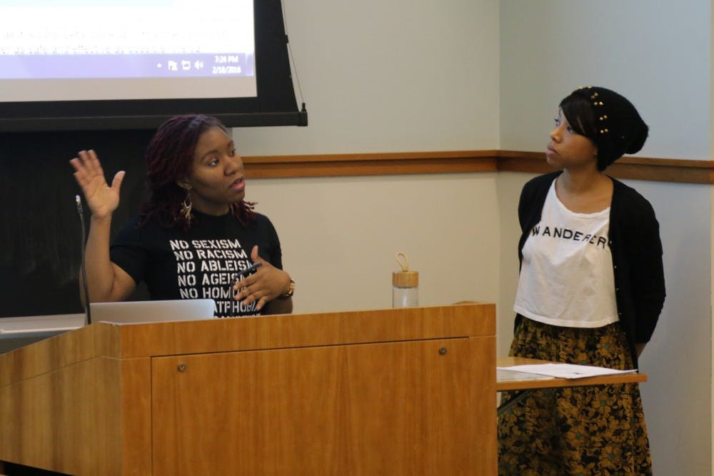 LEON SaNTHAKUMAR/PHOTOGRAPHY EDITOR
Representatives of Black Women’s Blueprint based in Brooklyn led the discussion.