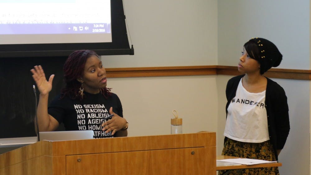 LEON SaNTHAKUMAR/PHOTOGRAPHY EDITOR
Representatives of Black Women’s Blueprint based in Brooklyn led the discussion.
