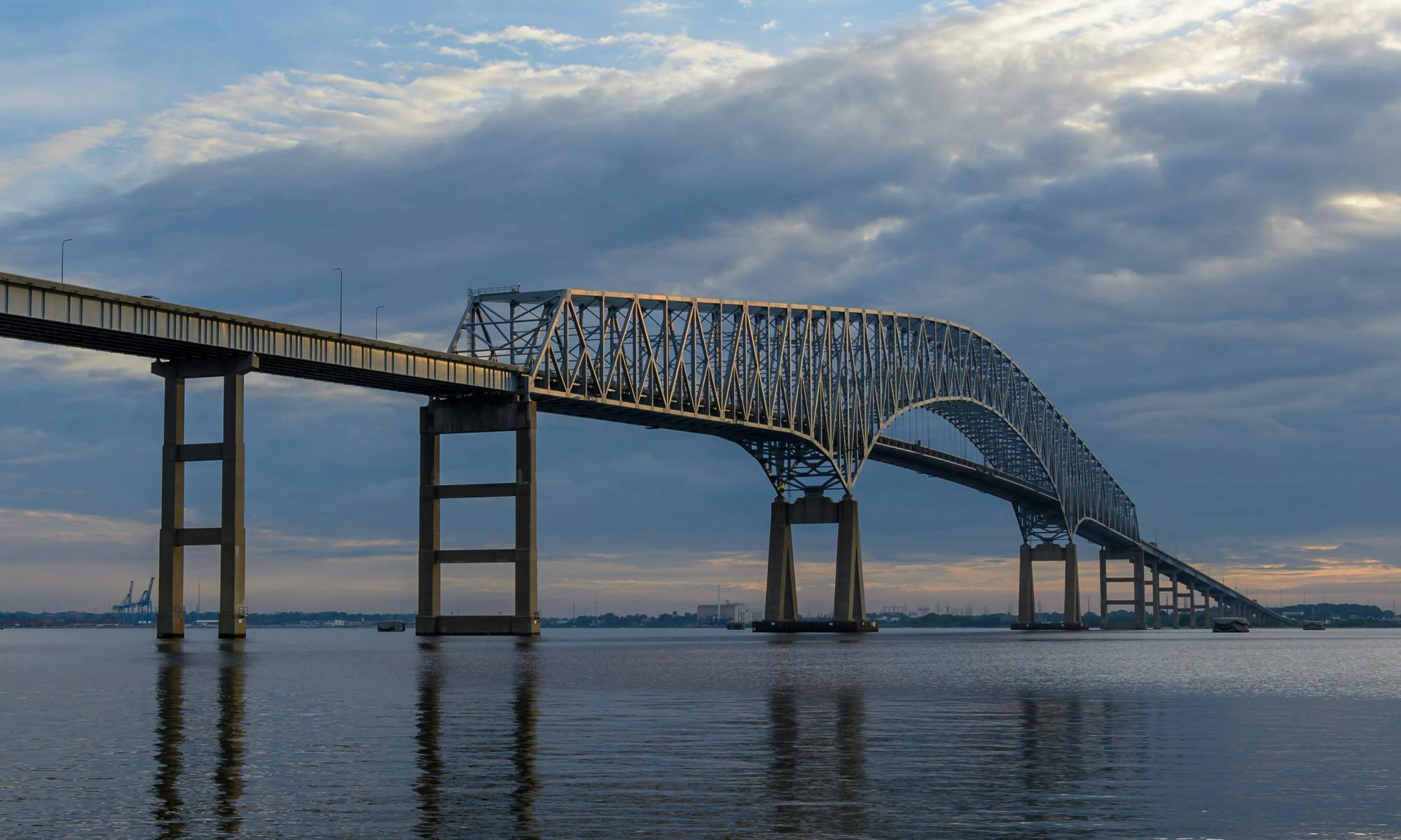 PATORJK / CC BY-SA 4.0
The Francis Scott Key Bridge opened in 1977 in honor of Maryland poet Francis Scott Key, the author of the American national anthem. It was part of I-695 and served as one of the three toll crossings of Baltimore’s Harbor.&nbsp;