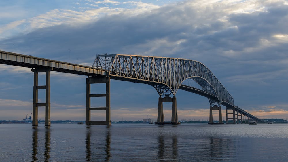 PATORJK / CC BY-SA 4.0
The Francis Scott Key Bridge opened in 1977 in honor of Maryland poet Francis Scott Key, the author of the American national anthem. It was part of I-695 and served as one of the three toll crossings of Baltimore’s Harbor.&nbsp;