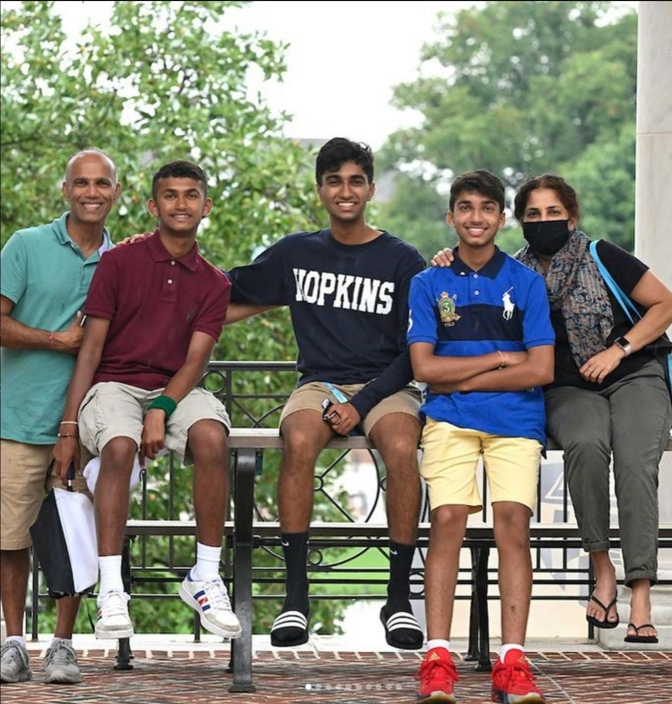 COURTESY OF RITWIK RAJ
Raj with his family on the Breezeway during New Student Orientation in 2021.