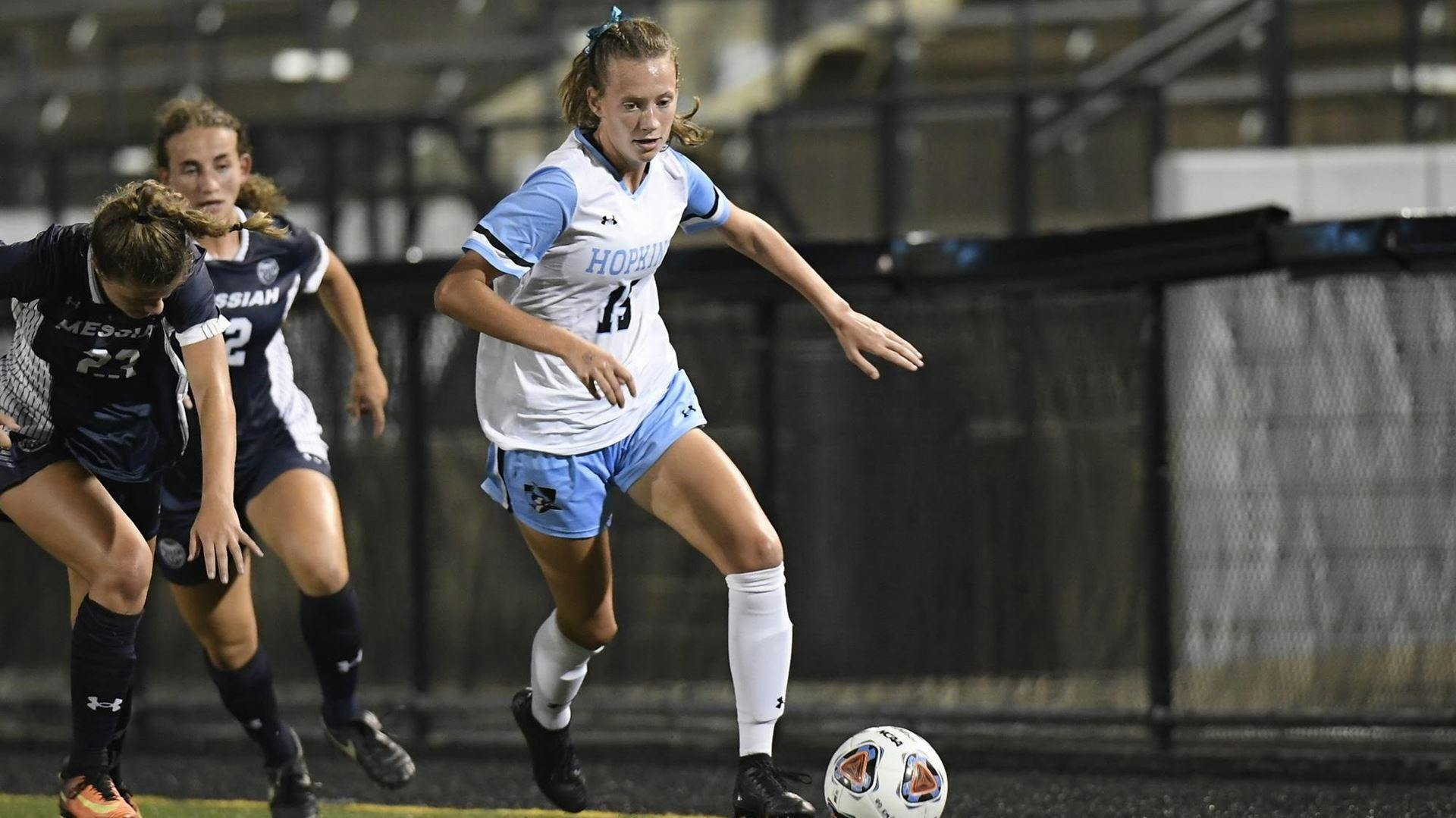 COURTESY OF HOPKINSSPORTS.COM
Freshman forward Katie Sullivan scored the dagger to secure the Hopkins win last weekend.